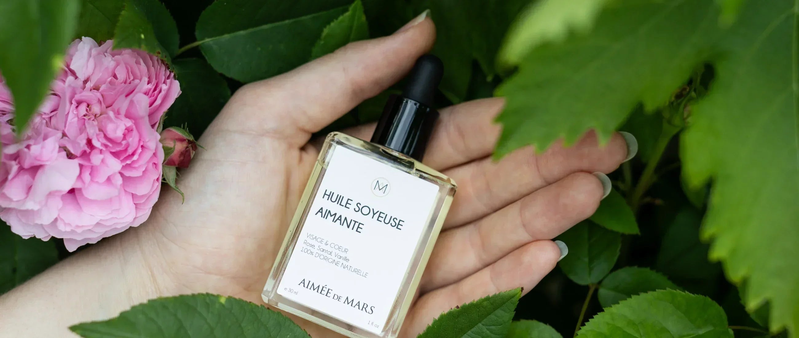 Soin Aimée de Mars - Huile Aimante, labellisée COSMOS, label sans perturbateurs endocriniens